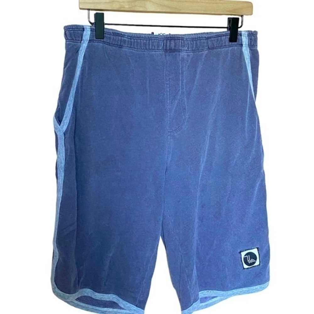 uplifters house of woo men’s haldeman cotton blue grey gym shorts pockets L